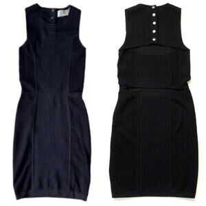 A.L.C. Sleeveless Bandage Fitted Knit Back Cut Out Sheath Dress Size Large Black